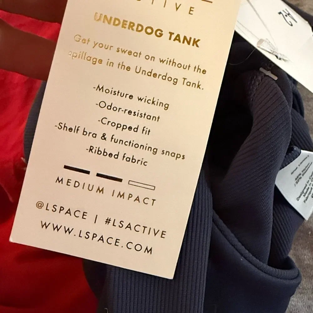 NWT L*Space Active Women's Underdog tank Sports Bra size Small Half snap